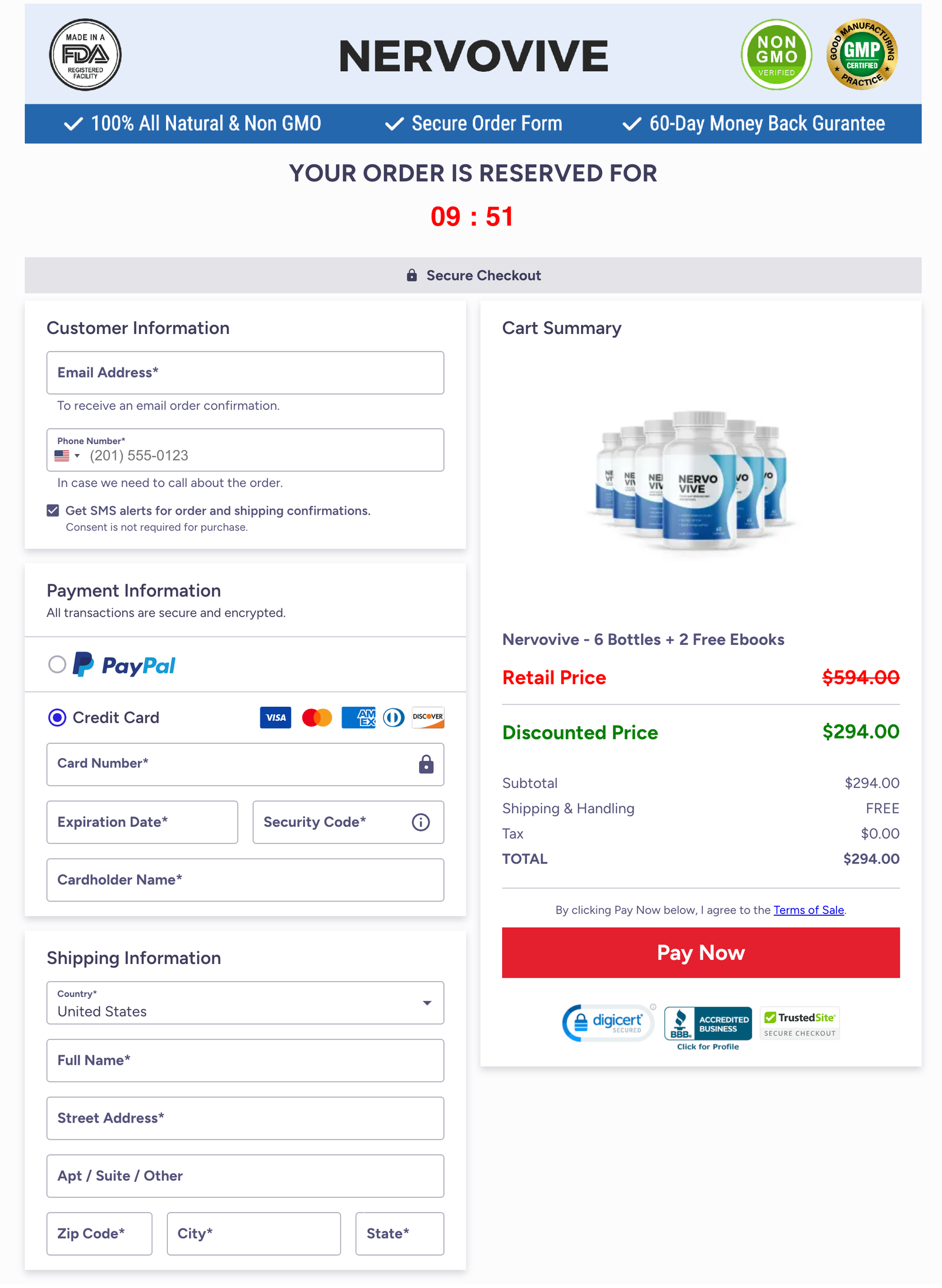 NervoVive Official Website Secure Order Page